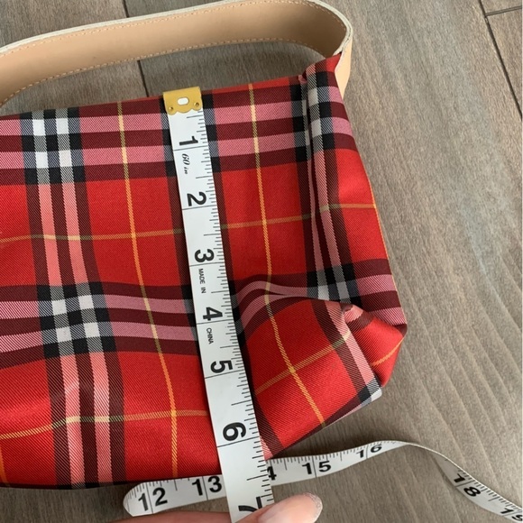 Vtg 90s Y2K Burberry rare Mini house Check snap handle handbag Red - Picture 7 of 9